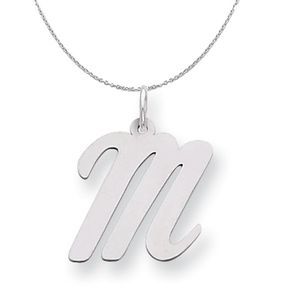 Silver Madison Collection LG Classic Script Initial M Necklace - 20 In